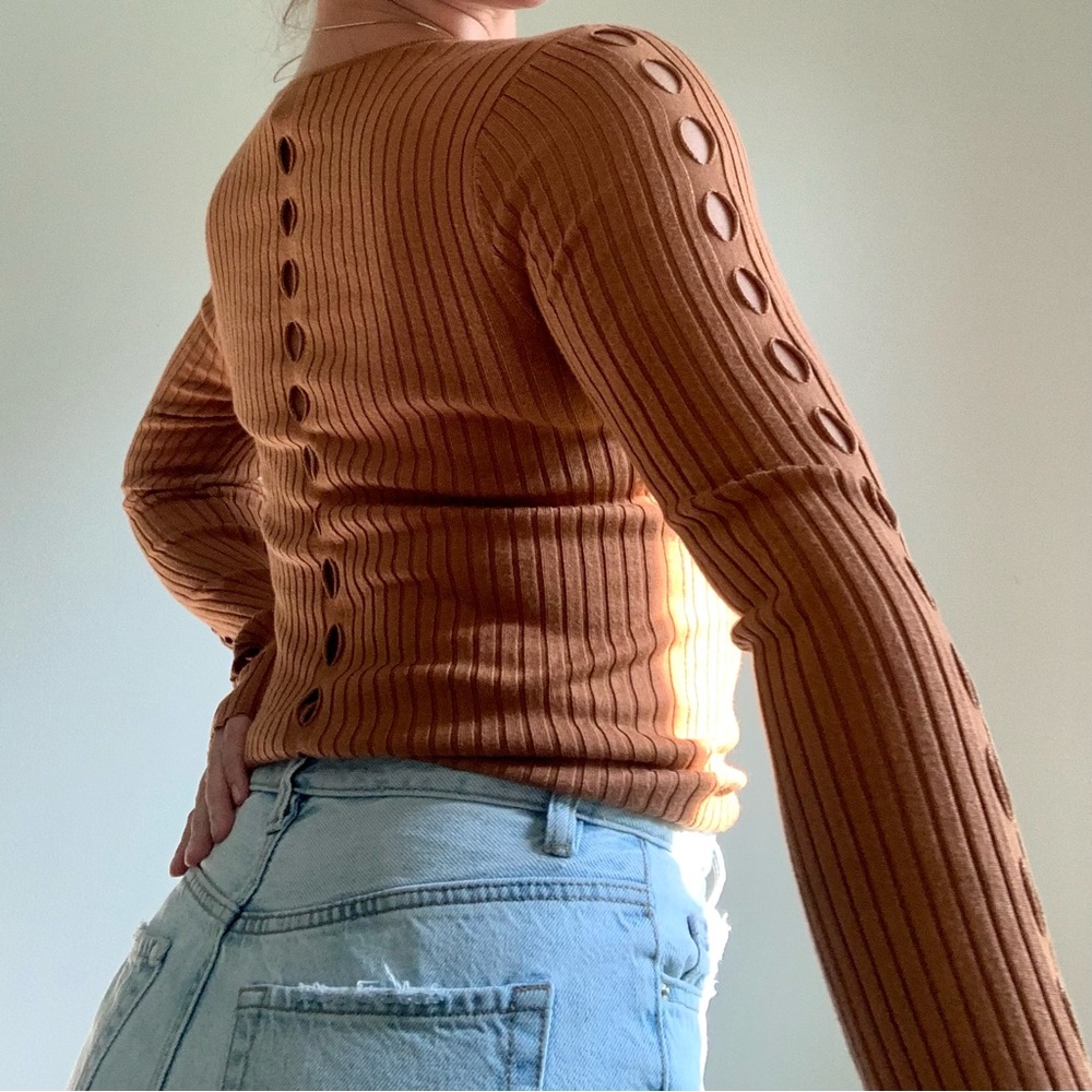 Express chestnut brown long sleeved sweater - Picture 8 of 15